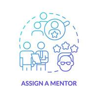 Assign mentor blue gradient concept icon. Employees education. Product feature and application training abstract idea thin line illustration. Isolated outline drawing vector