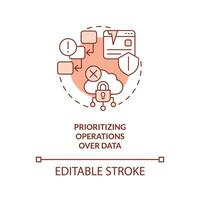 Prioritizing operations over data terracotta concept icon. Procedural programming abstract idea thin line illustration. Isolated outline drawing. Editable stroke vector