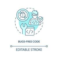 Bugs-free code turquoise concept icon. Functional programming benefit abstract idea thin line illustration. Performance. Isolated outline drawing. Editable stroke vector