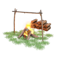 Camp fire isolated 3d png