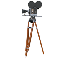 ett gammal film kamera på en stativ med en trä- stå png