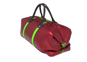 a red duffel bag with green straps png