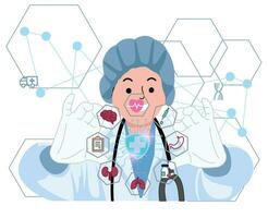 doctor access health technology icon on virtual screen vector