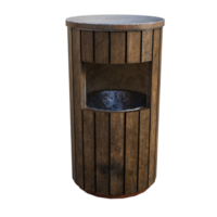 a wooden trash can with a hole in the top png