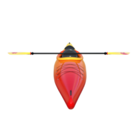 a red and orange kayak on a transparent background png