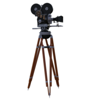 an old movie camera on a tripod with a wooden stand png