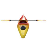 a red and orange kayak on a transparent background png