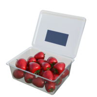 en plast behållare fylld med röd jordgubbar png