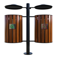 two trash cans with a green and red sign on them png