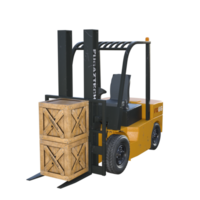 a forklift truck with a box on top png