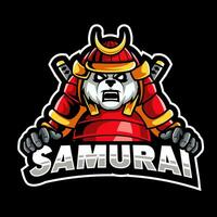 panda samurai mascota mi deporte logo diseño vector