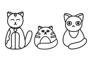 Draw vector illustration character design collection simple cats Doodle style