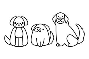 Draw vector illustration character design collection simple dogs Doodle style