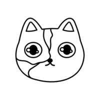 Cute and funny cartoon cat face doodle. vector