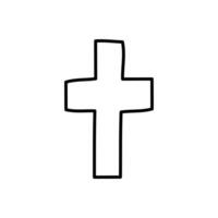 Christian cross doodle and contour style vector