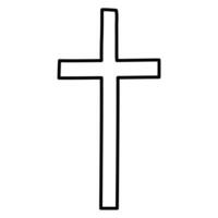 Christian cross doodle and contour style vector