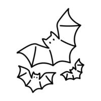 Halloween doodle bat icon set. Silhouettes of bats. A Halloween symbol. vector