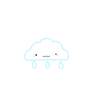 a cloud with a smiley face and rain drops png