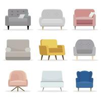 Set of chair. Collection of chair in flat cartoon style. Vector illustration