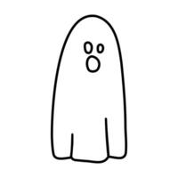 Halloween Ghost Silhouette, Doodle Style, Line Illustrations vector