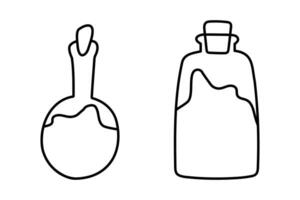 A large jar of potion. Glass bottles with cork. vector