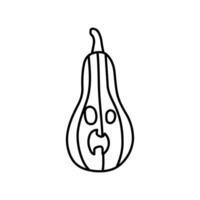 calabaza en blanco antecedentes. el contento Víspera de Todos los Santos día festivo. garabatear calabaza con de miedo sonrisa. vector