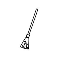 Cute vector broomstick. Halloween object icon. Autumn all saints eve illustration with witch related element. Samhain broom stick picture for kids.