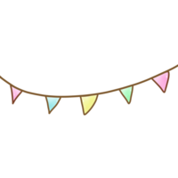 a colorful bunting on a string, with a white background png