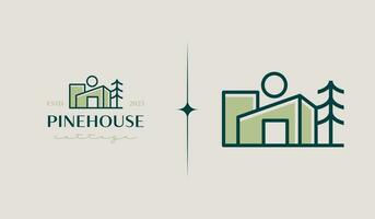 Cottage Pine House Logo Template. Universal creative premium symbol. Vector illustration. Creative Minimal design template. Symbol for Corporate Business Identity