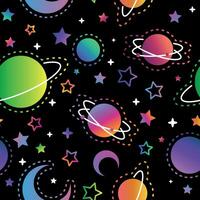 Neon seamless night sky stars pattern vector