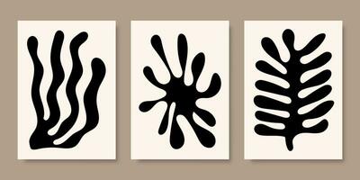 Set of ganges silhouette posters inspired by Matisse. Modern minimalist wall decoration art. Black color vector illustration, interior decoration.