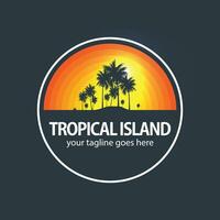 tropical isla logo vector