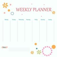 Weekly Planner Organizer Template With Floral Design vector