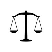 scales of justice.flat design icon illustration of weighing or light measuring scales object.vector black silhouette balance of justice vector