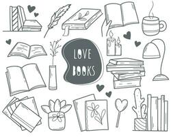 Ink hand drawn book set vector