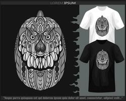 Monochrome Pumpkin mandala arts isolated on black and white t shirt. vector