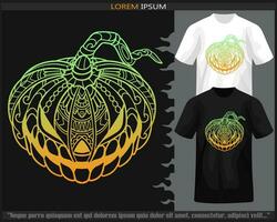 Gradient Colorful Pumpkin head mandala arts isolated on black and white t shirt. vector
