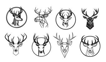 Deer head logo sketch hand drawn in doodle style Vector illustration