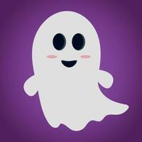 Ghost on dark background, traditional Halloween design element. vector