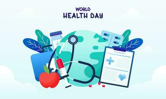 vector gráfico celebrando mundo salud día incluso médico suministros concepto