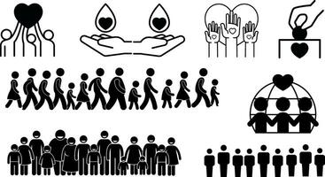 Community and People icons and silhouette Vector Illustrations