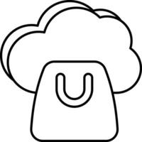 cloudy bag line icon design style vector