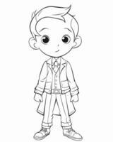 a cartoon boy in a suit and tie coloring page vector