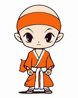 a cartoon character in an orange karate outfit vector
