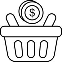 shopping basket line icon design styl vector