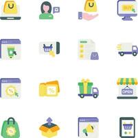 pack of Ecommerce and Shopping flat icons set vector