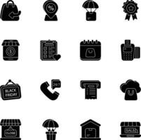 Pack of Ecommerce and Shopping glyph icons set vector