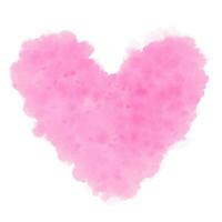 Watercolor painted pink heart on white background , vector