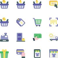 pack of Ecommerce and Shopping flat icons set vector