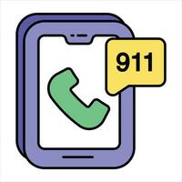 emergency call color icon design style vector